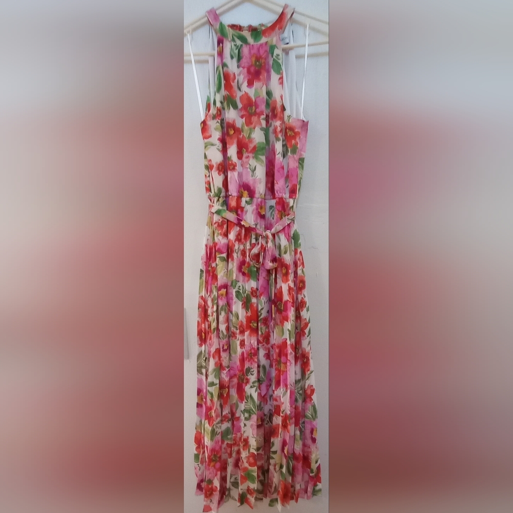 Emma & Michelle Dress Size Sm Long Chiffon Floral Halter Top Gorgeous Goddess